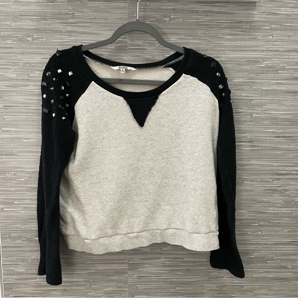 BB Dakota Two Tone Studded Shoulder Sweatshirt